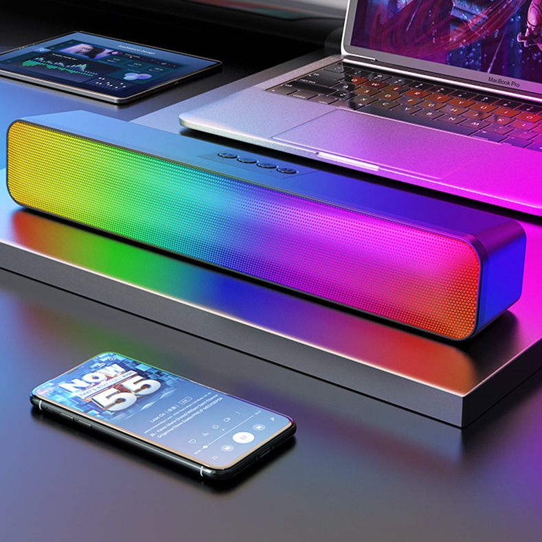 Loa Bluetooth có dải LED RGB N8 âm thanh vòm 3D dùng cho máy tính, điện ...