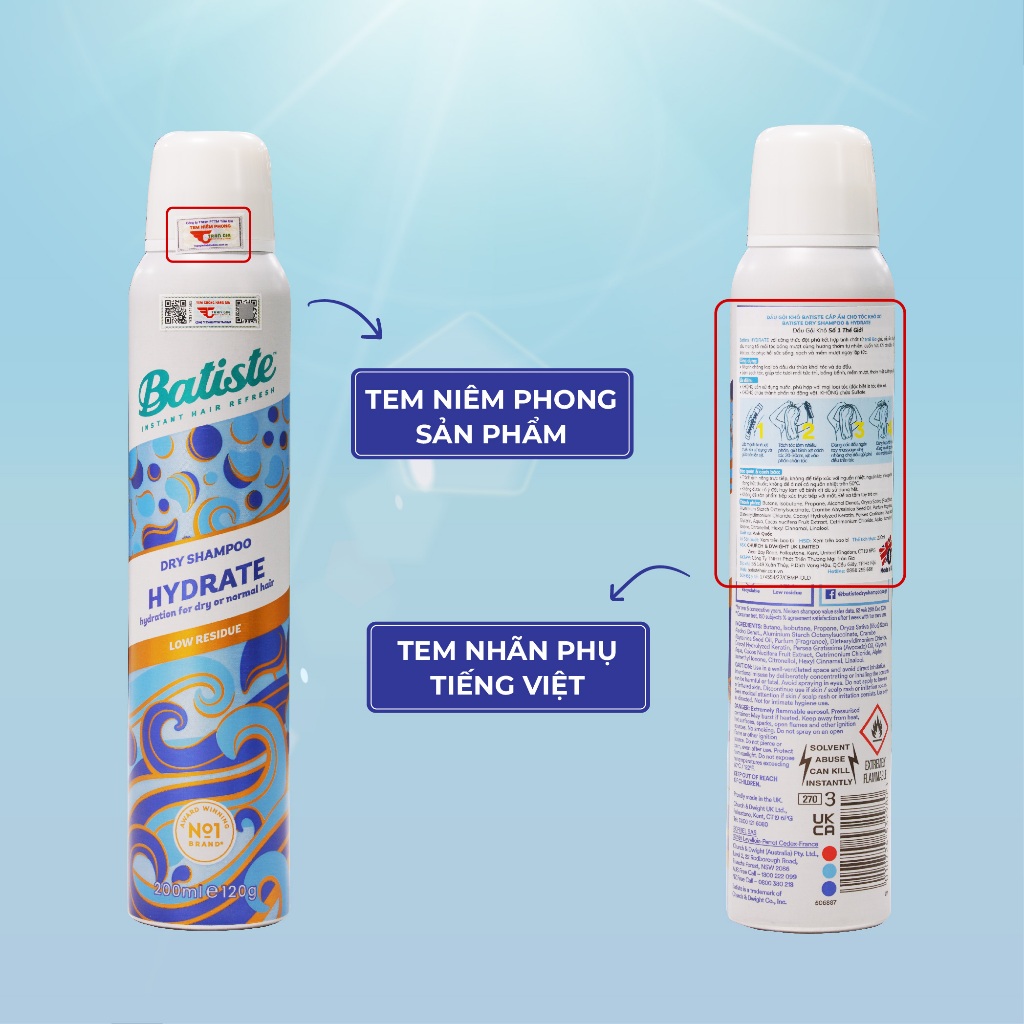 Ảnh Dầu Gội Khô Batiste Cấp Ẩm Cho Tóc Khô Xơ Batiste Dry Shampoo & Hydrate 200ml 4