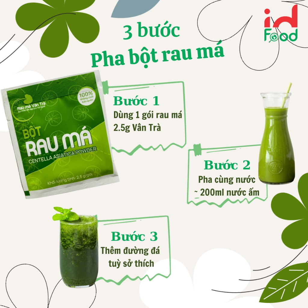 Bột Rau Củ Nguyên Chất Vân Trà Gói 2.5g Vị Rau Má