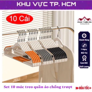 Set 10 móc treo quần áo Chống Trượt chất liệu nhựa cao cấp, móc xoay 360 độ - tiện dụng, siêu bền