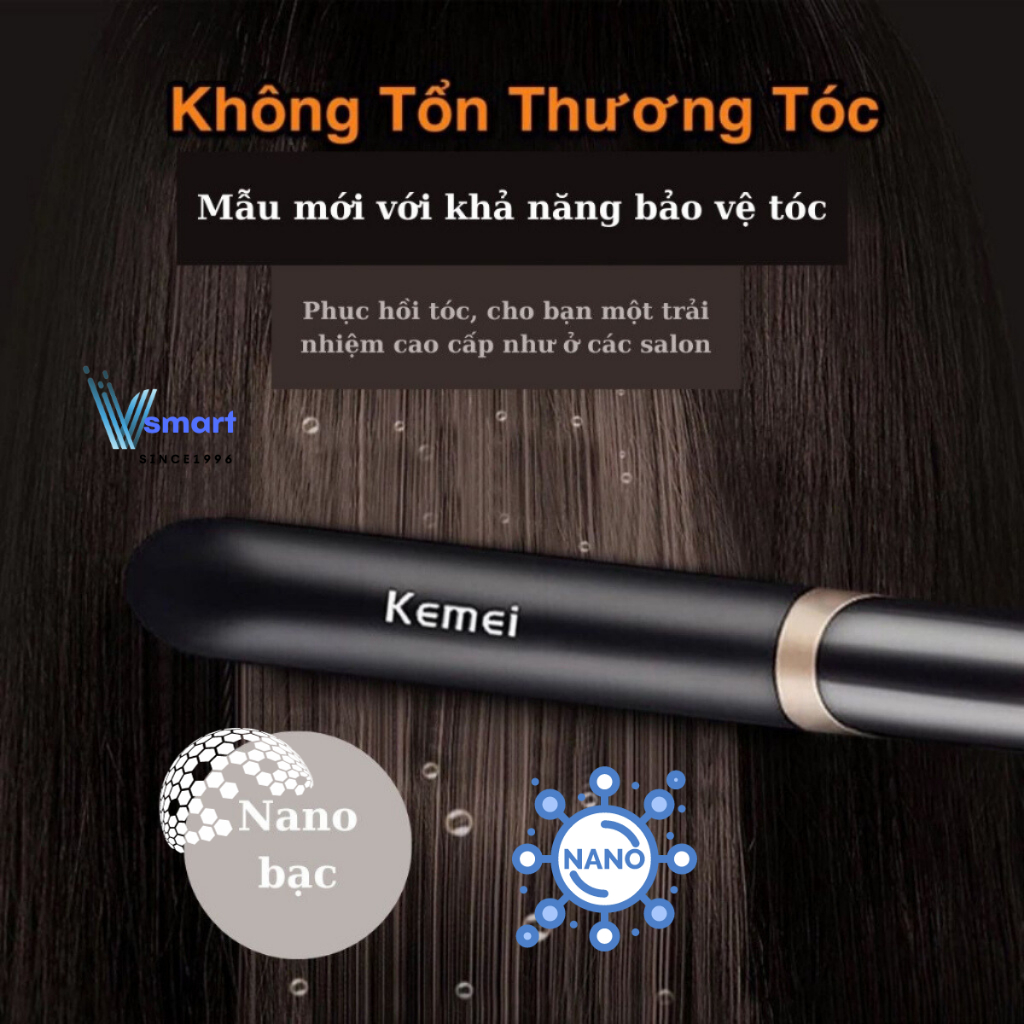 Máy ép tóc chỉnh nhiệt Kemei KM 329 4 mức chỉnh nhiệt có chức năng: tạo kiểu tóc - là thẳng tóc