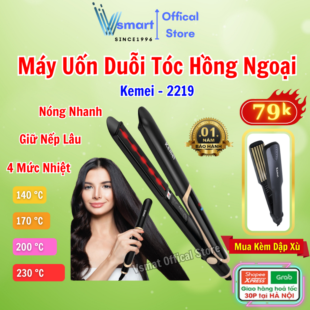 Máy ép tóc chỉnh nhiệt Kemei KM 329 4 mức chỉnh nhiệt có chức năng: tạo kiểu tóc - là thẳng tóc