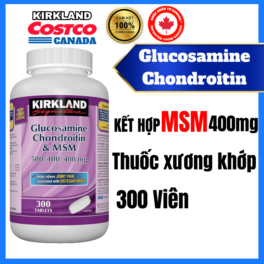 Viên uống Glucosamine Kirkland Chondroitin MSM 500/400/400mg