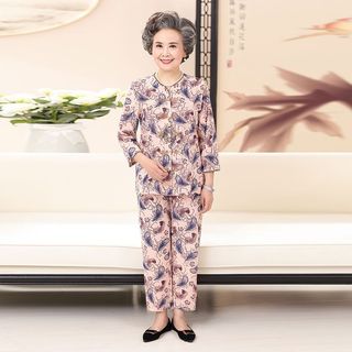 Bộ đồ dài tay lụa băng mùa xuân cho bà, bộ đồ hai mảnh ngắn tay mùa hè cho mẹ trung niên và người già tuổi 60-70-80