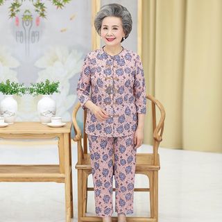 Bộ đồ dài tay lụa băng mùa xuân cho bà, bộ đồ hai mảnh ngắn tay mùa hè cho mẹ trung niên và người già tuổi 60-70-80