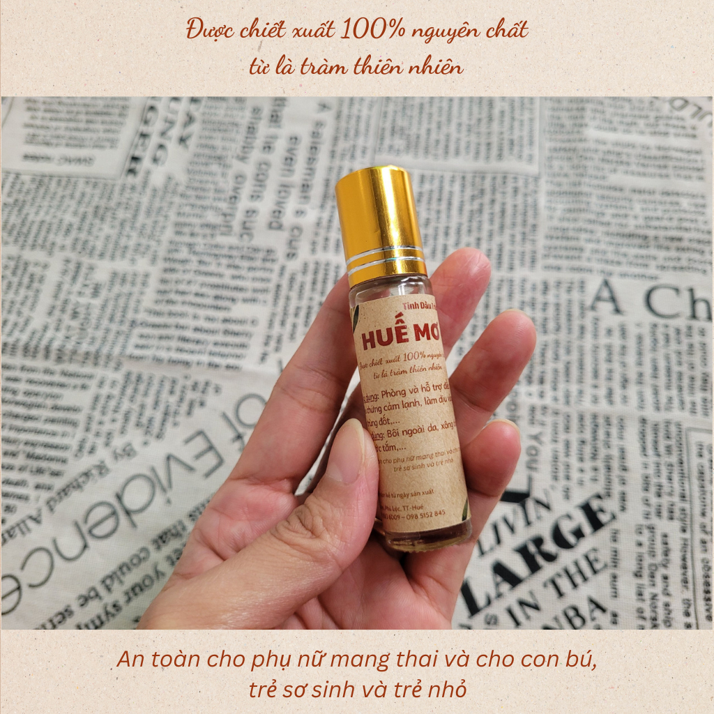Tinh dầu Tràm Huế nguyên chất HUẾ MƠ - Cho bé & Trẻ sơ sinh - Chai bi lăn 10ml