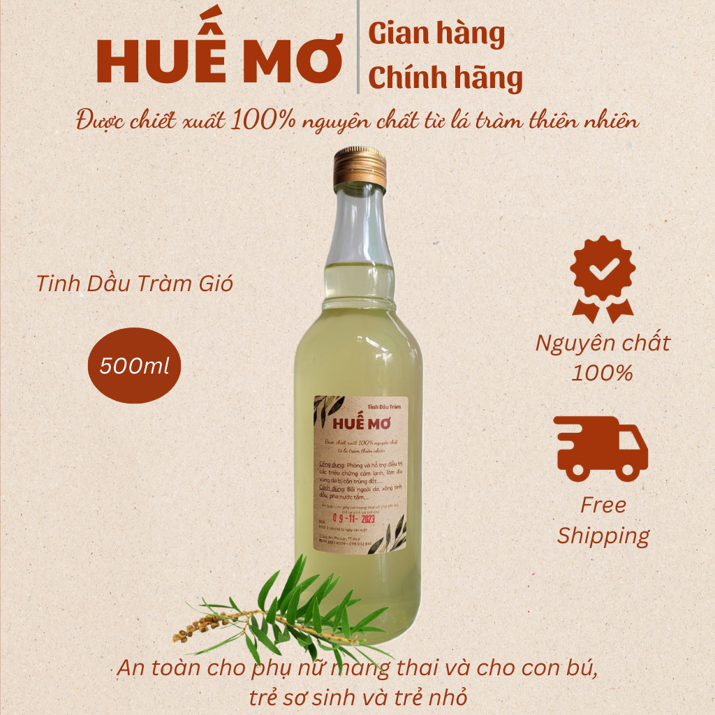 [GIÁ SỈ] Tinh dầu Tràm - Sả - Quế nguyên chất HUẾ MƠ - Chai 500ml
