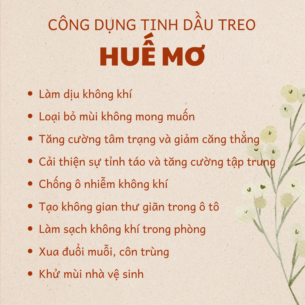 Tinh Dầu Treo Xe HUẾ MƠ - Tinh Dầu treo xe ô tô, nhà vệ sinh, phòng làm việc - 10ml