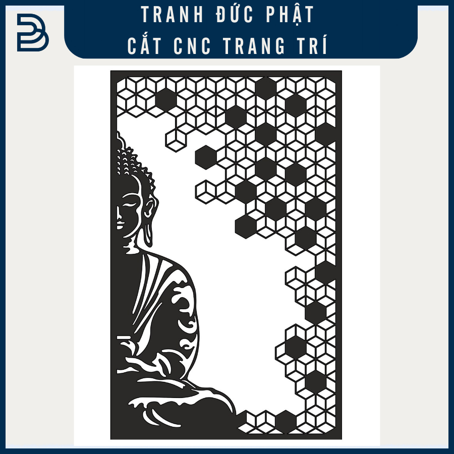 Tranh sắt CNC A16 | Tranh "Đức Phật", Treo tường nghệ thuật, Decor trang trí nội thất