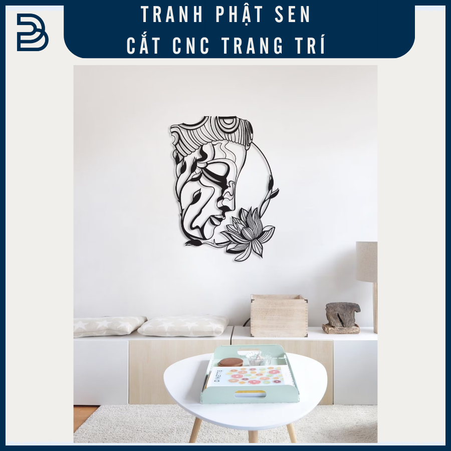 Tranh sắt CNC A17 | Tranh "Phật Sen", Treo tường nghệ thuật, Decor trang trí nội thất