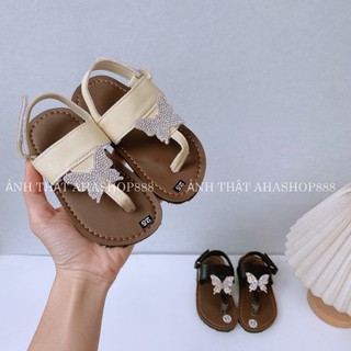 Dép Quai Hậu Xỏ Ngón Đính Charm Đá Tròn Đế Kếp Cho Mẹ Và Bé K235