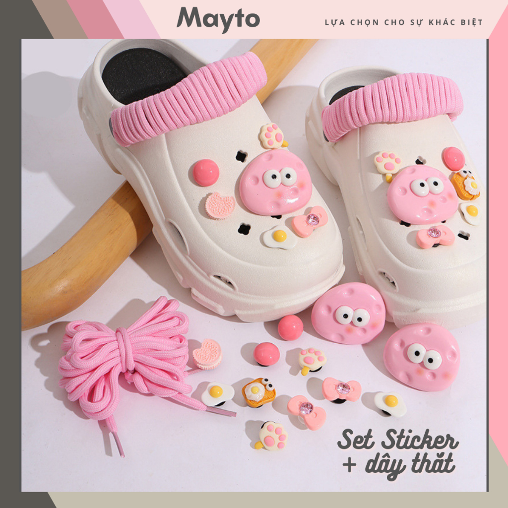 Set Sticker, Charm kèm dây thắt nhiều chủ đề nhựa cứng gắn Dép Cross ...