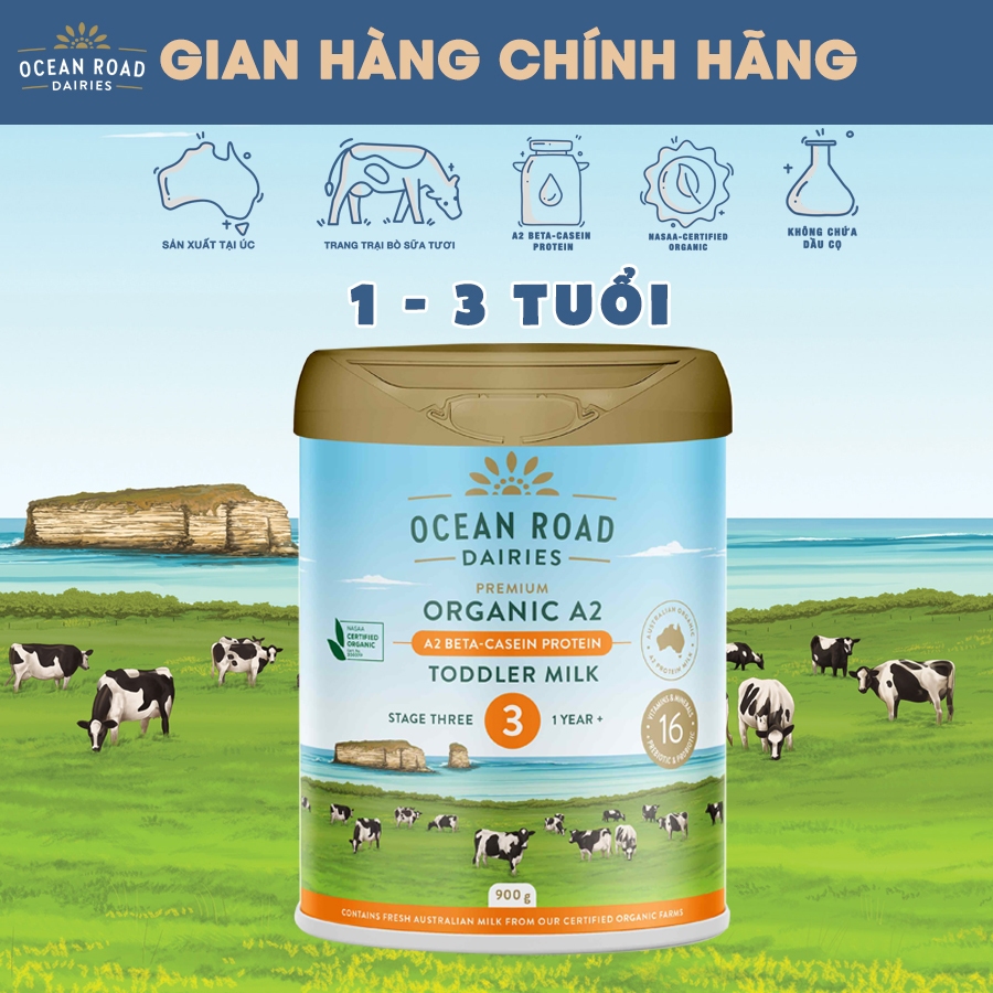 Sữa công thức Hữu cơ Cao Cấp A2 Ocean Road Dairies số 3 (900g) - Nhập khẩu  Úc, dành cho bé từ 1-3 tuổi