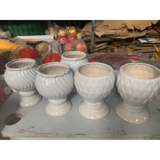 Ly cắm hoa trồng cây Bình hoa Lọ hoa gốm sứ dáng tròn có chân dễ tạo kiểu căm hoa đẹp