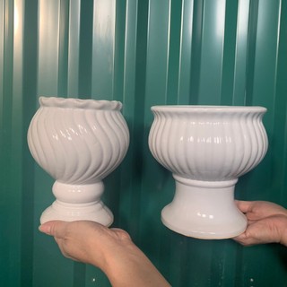 Ly cắm hoa trồng cây Bình hoa Lọ hoa gốm sứ dáng tròn có chân dễ tạo kiểu căm hoa đẹp