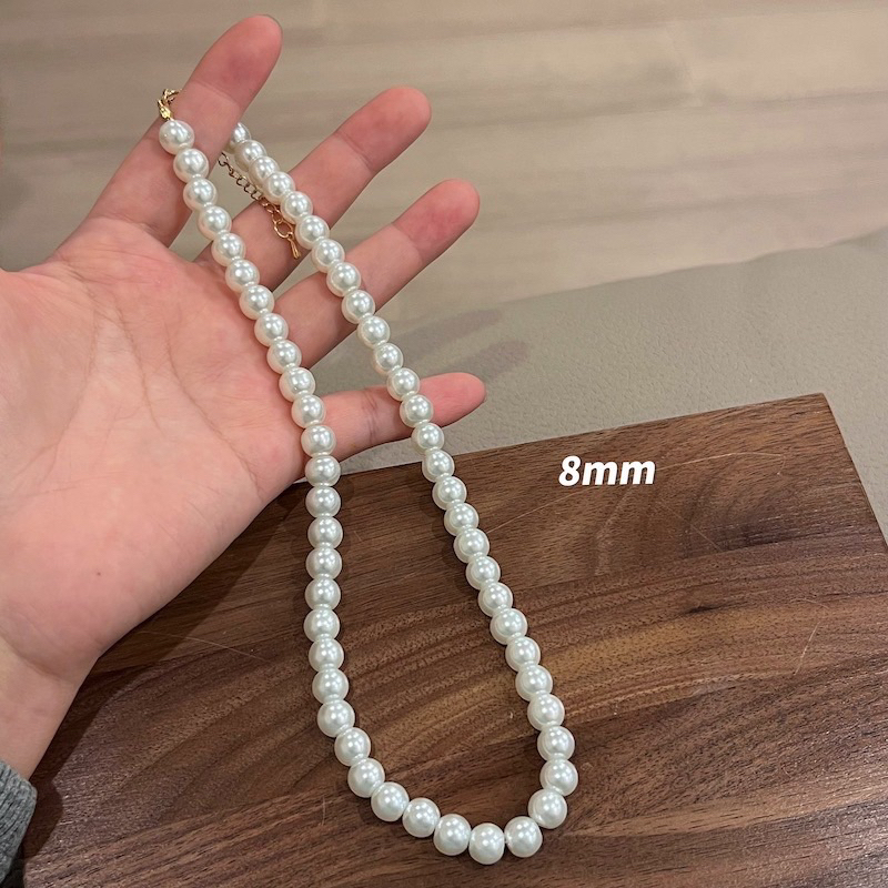 [SỈ] Chocker vòng cổ hạt trai đá , dây chuyền hạt bẹt NGỌC TRAI ĐÁ mang áo dài Nặng Tay móc mạ vàng 24k không gỉ