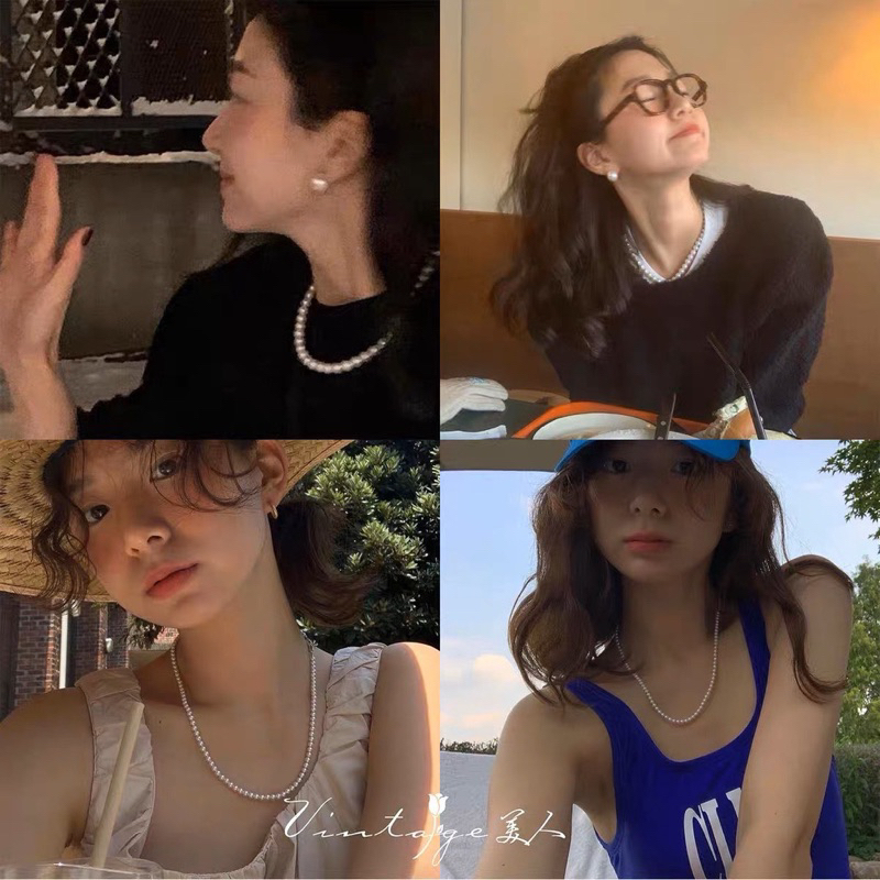 [SỈ] Chocker vòng cổ hạt trai đá , dây chuyền hạt bẹt NGỌC TRAI ĐÁ mang áo dài Nặng Tay móc mạ vàng 24k không gỉ