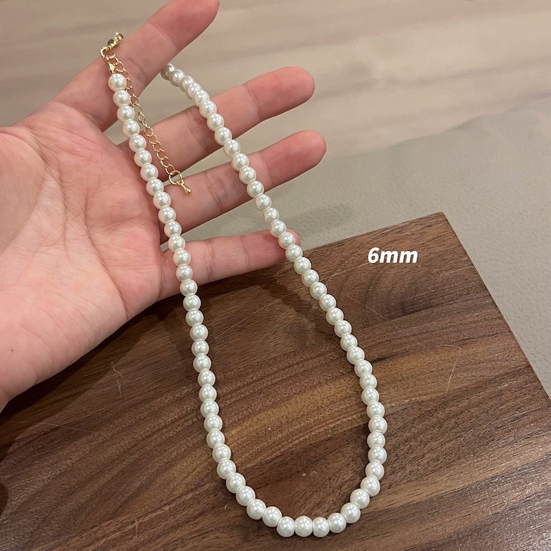 [SỈ] Chocker vòng cổ hạt trai đá , dây chuyền hạt bẹt NGỌC TRAI ĐÁ mang áo dài Nặng Tay móc mạ vàng 24k không gỉ
