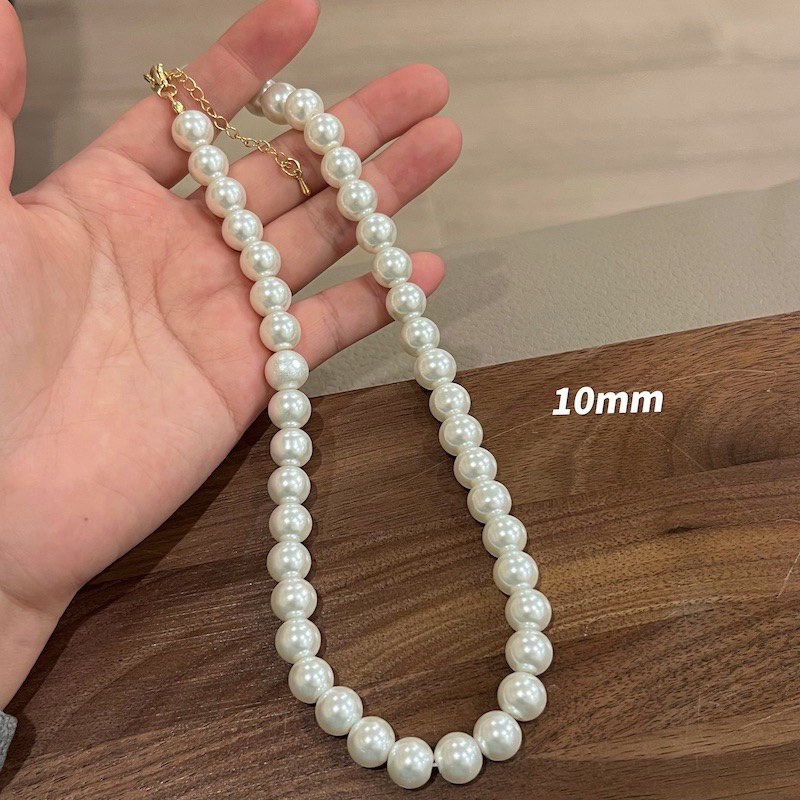[SỈ] Chocker vòng cổ hạt trai đá , dây chuyền hạt bẹt NGỌC TRAI ĐÁ mang áo dài Nặng Tay móc mạ vàng 24k không gỉ