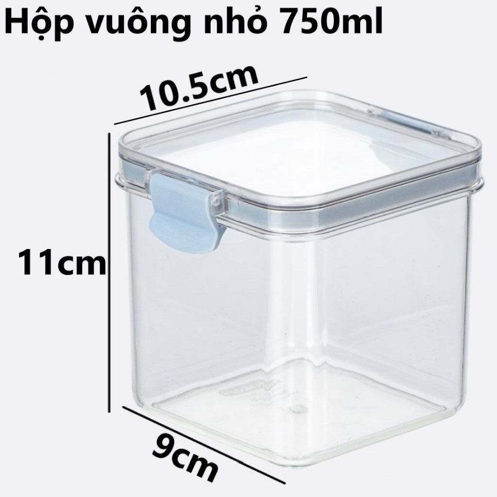 Bộ hộp vuông / tròn trong HOKORI 6590+6595 nhựa VIỆT NHẬT cao cấp - Nắp kín, khóa gài - Đựng gia vị,AMIZIN