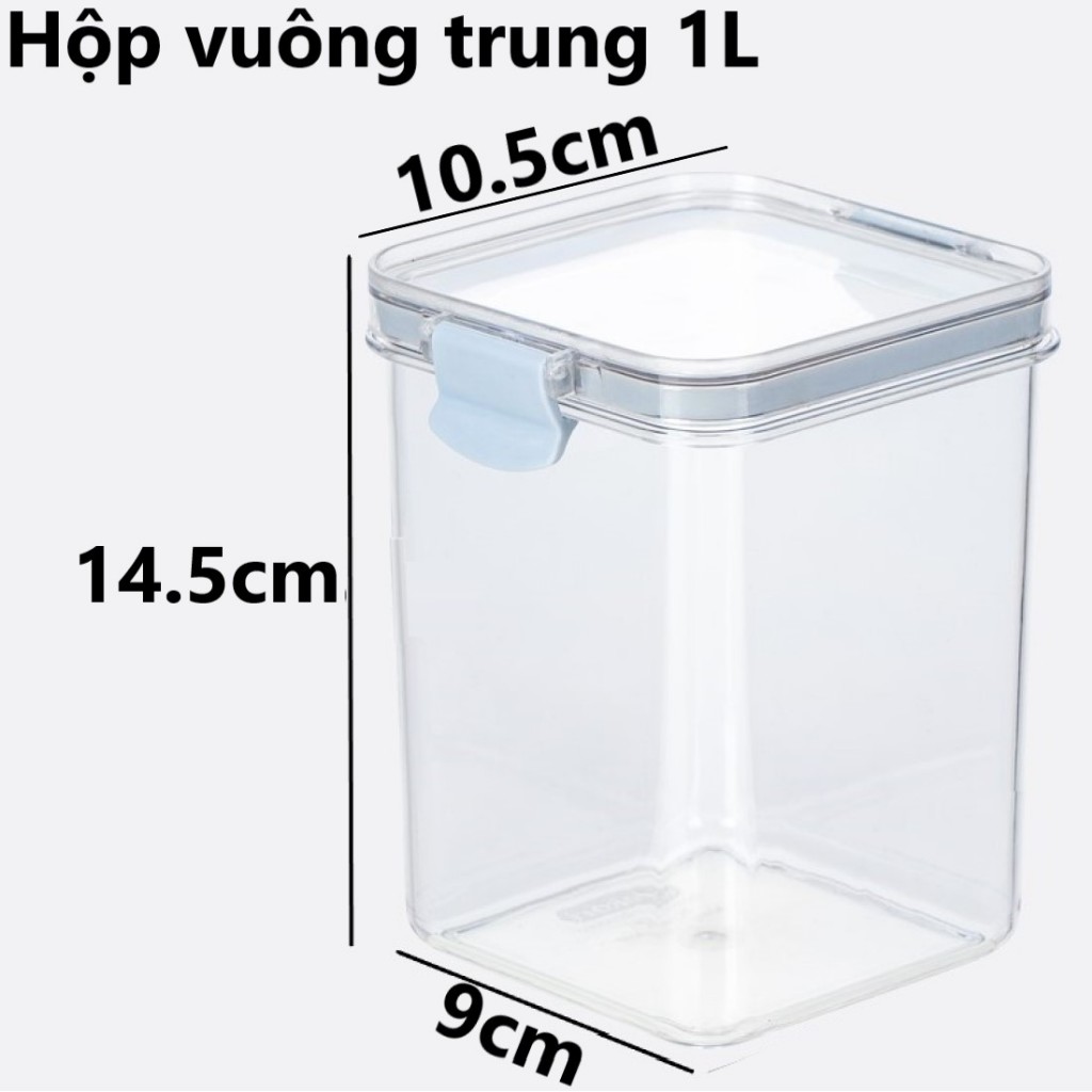 Bộ hộp vuông / tròn trong HOKORI 6590+6595 nhựa VIỆT NHẬT cao cấp - Nắp kín, khóa gài - Đựng gia vị,AMIZIN