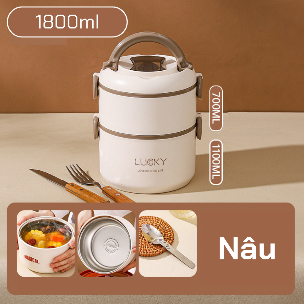 Cà Mên Giữ Nhiệt Hộp Đựng Thức Ăn 2 Tầng Magic 1800ml Có Quai Cầm Lõi ...