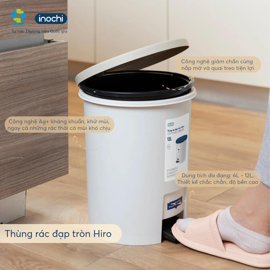 Thùng rác đạp tròn Inochi - Hiro 6L/12L (Nhiều màu, kèm ruột) | Shopee ...