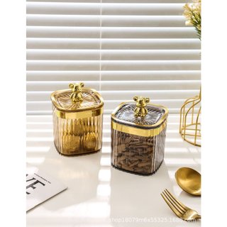 Hũ Mica Đa Năng Nắp Gấu Bearbrick, Hũ Đựng Bánh Kẹo Mứt Tết Gia Vị Cao Cấp Decor,  Lọ Đựng Tăm 3598