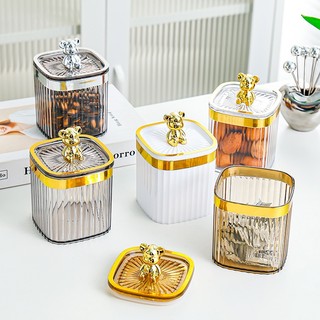 Hũ Mica Đa Năng Nắp Gấu Bearbrick, Hũ Đựng Bánh Kẹo Mứt Tết Gia Vị Cao Cấp Decor,  Lọ Đựng Tăm 3598