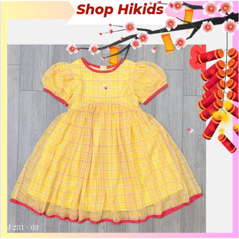 Váy Đầm Công Chúa Cao Cấp Xuất Hàn Jam & Jenny  Kẻ Caro Màu Vàng Tươi Cho Bé Gái 1-10T 10-35kg