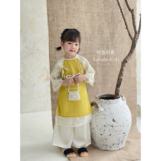 (ĐÃ KÈM QUẦN) Áo dài Tết 2024 cho bé Batala Kids, ÁO DÀI cách tơ cao cấp 2 MÀU ĐỎ, VÀNG hoạ tiết nổi bật cho bé gái