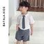 Set sơ mi công tử Batala Kids, Bộ com lê tết bé trai hàn quốc ba chi tiết siêu ngầu và phong cách 7-18kg
