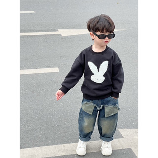 Áo hoodie cho bé Batala kids, áo nỉ bông trẻ em hoạ tiết thỏ siêu dày dặn và ấm áp từ 10-24kg NỈ THỎ ĐEN ĐỎ