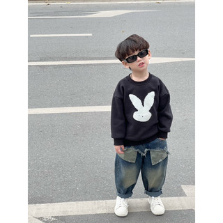 Áo hoodie cho bé Batala kids, áo nỉ bông trẻ em hoạ tiết thỏ siêu dày dặn và ấm áp từ 10-24kg NỈ THỎ ĐEN ĐỎ