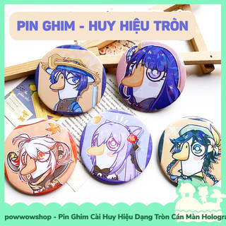 [Sẵn VN - Hỏa Tốc] Huy Hiệu Pin Ghim Dạng Tròn 58mm Cài Áo / Túi / Balo Màn Hologram Genshin Impact Cosplay Duck