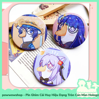 [Sẵn VN - Hỏa Tốc] Huy Hiệu Pin Ghim Dạng Tròn 58mm Cài Áo / Túi / Balo Màn Hologram Genshin Impact Cosplay Duck