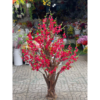 Cành Hoa Mai Đào Cổ 1m1 Thân Đốm Hoa Giống Thật - Hoa Giả Cao Cấp