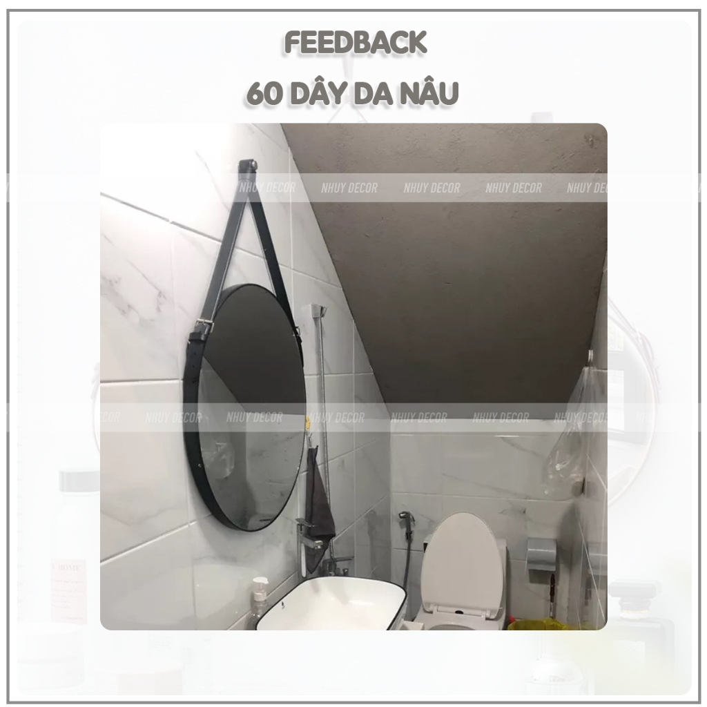 Gương tròn treo tường, gương viền dây da treo trang điểm, kiếng siêu đẹp để trang trí, phòng khách phòng ngủ nhà tắm