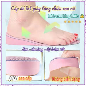 Cặp Lót Giày Tăng Chiều Cao cho nữ chất liệu Ê VA hồng siêu nhẹ massa chân độ bám tốt, hút ẩm
