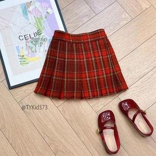 Quần áo trẻ em, Chân váy dạ xếp ly bé gái màu caro đỏ, có lớp lót cho bé 9-27kg V373 | Tiểu Yến KID
