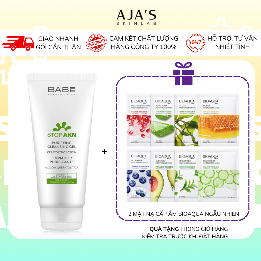 Ảnh Sữa rửa mặt BABE Stop Akn Purifying Cleansing gel cho da dầu mụn 200ml - AJAS SKINLAB 1