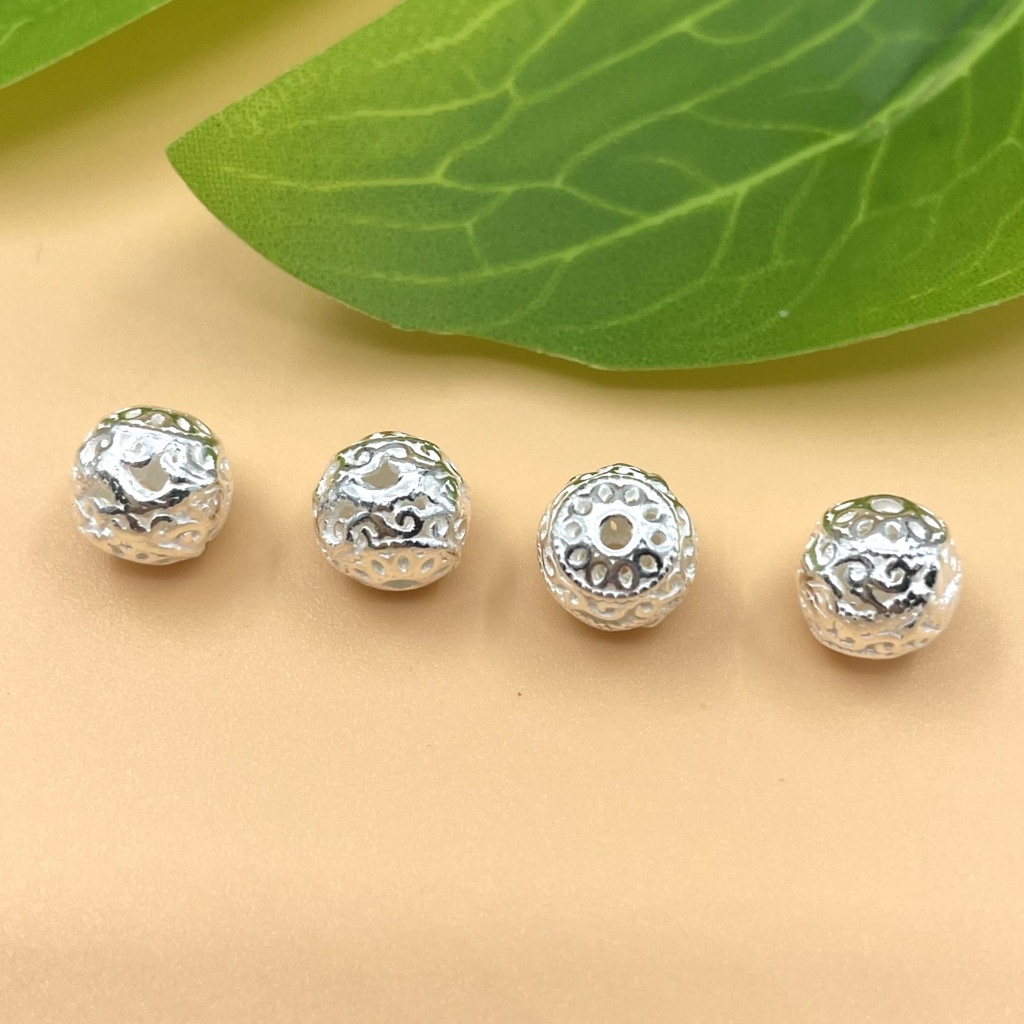 Bi bạc khắc hoa văn rồng cỡ 8mm bạc 925 - Charm Bạc 925 - Mã CB1225 ...