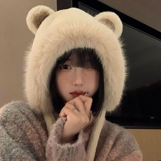 Mũ lông tai gấu hàng quảng châu dày dặn siêu xinh cute