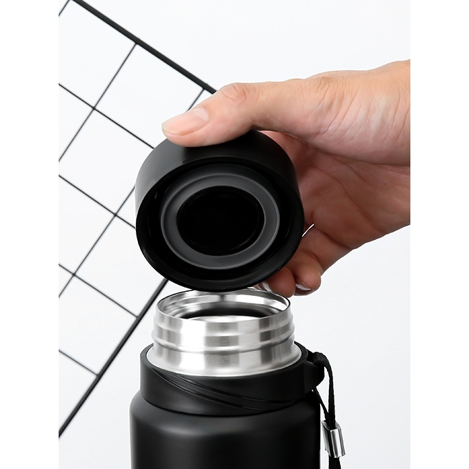 Bình giữ nhiệt LocknLock 800ml Vacuum Bottle LHC6180 Đen. Có khay lọc trà, dây treo xách - K-MALL