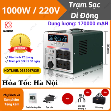 Trạm Phát Điện 220V - Trạm Sạc Dự Phòng Công Suất Lớn - Lưu Điện - Tích Điện - Di Động (có thể sạc năng lượng mặt trời)