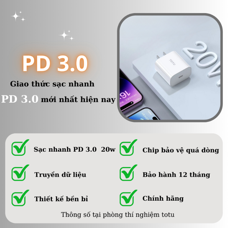 Bộ Sạc Nhanh ZC32 20w- Sạc Nhanh - Không Nóng Máy - Chính Hãng HD Design