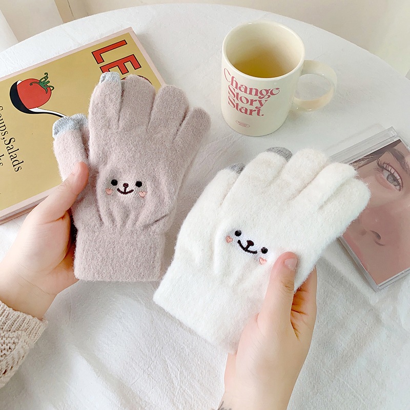 Găng tay len,bao tay len nữ dày dặn giữ ấm mùa đông có thể chạm màn hình cảm ứng họa tiết dễ thương đẹp giá rẻ GTL202