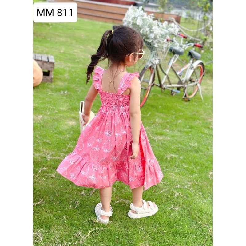 Váy Đầm Smock CAO CẤP Sofia Candy Cánh Tiên Cho Bé Gái 1-10T 8-37kg Màu Hồng Dâu Tây Tím Chấm Bi Đuôi Cá Thô Cotton