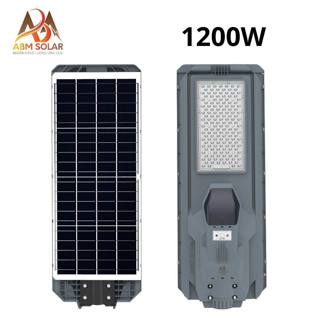 [1200W] Đèn Tấm Pin Liền Năng Lượng Mặt Trời ABM, Chiếu Sáng Ngoài Sân Đường Phố, Chất Liệu Nhựa ABS