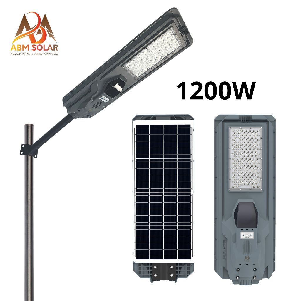 [1200W] Đèn Tấm Pin Liền Năng Lượng Mặt Trời ABM, Chiếu Sáng Ngoài Sân Đường Phố, Chất Liệu Nhựa ABS